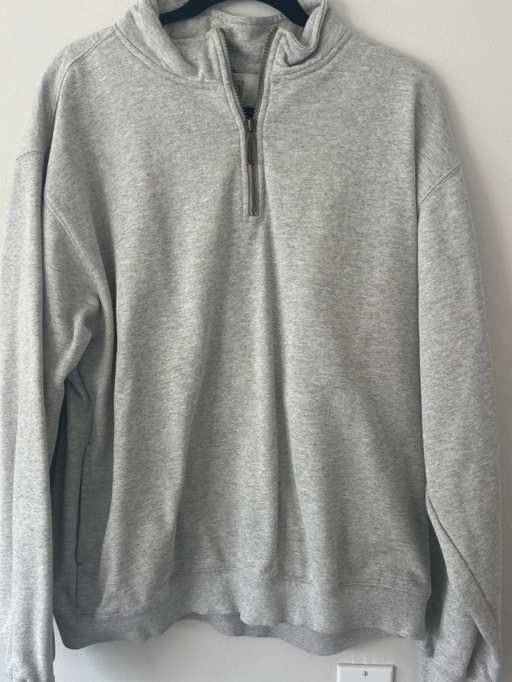 Men's Vintage L.L. Bean Light Gray Quarter-Zip Sweatshirt